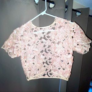 PINK FLORAL CUT OUT SHRUG